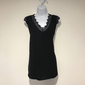 Black Cami Tank Top with Lace - Size XL